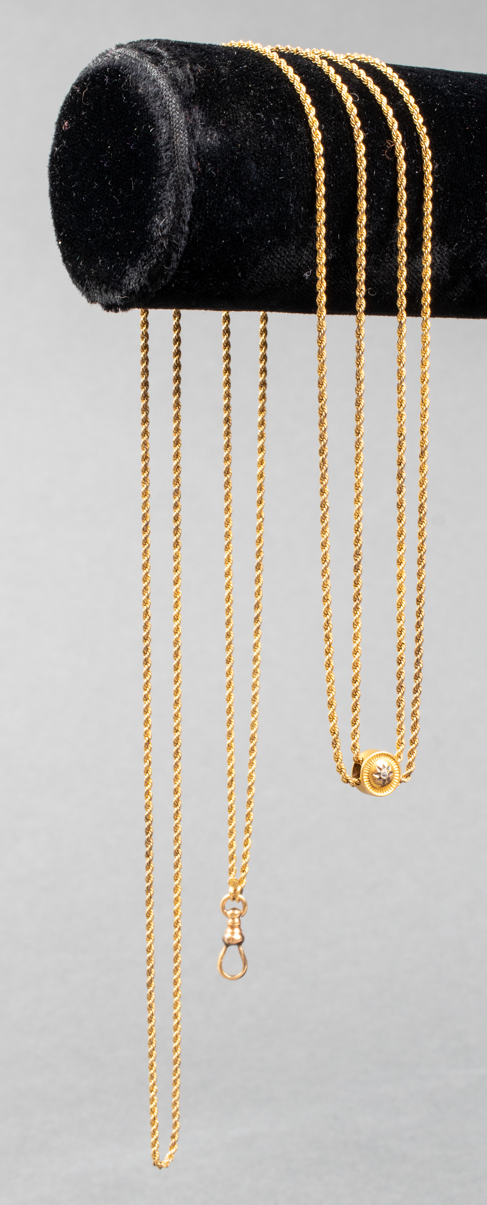 14K YELLOW GOLD & DIAMOND FOB CHAIN