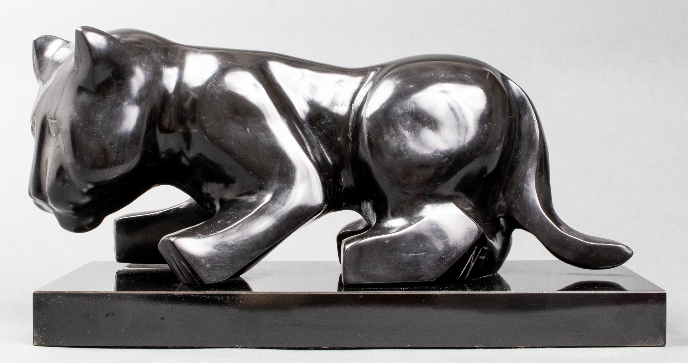 MODERN BLACK MARBLE PANTHER SIGNED