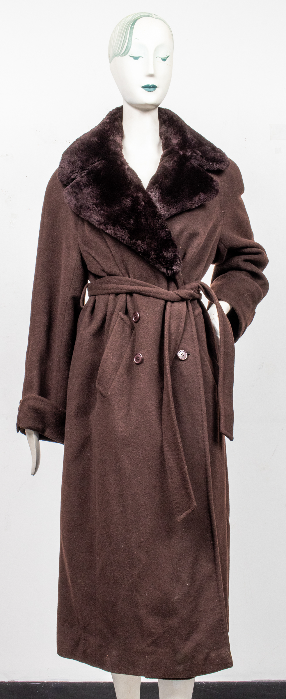 SEARLE FAUX FUR TRIMMED CASHMERE COAT