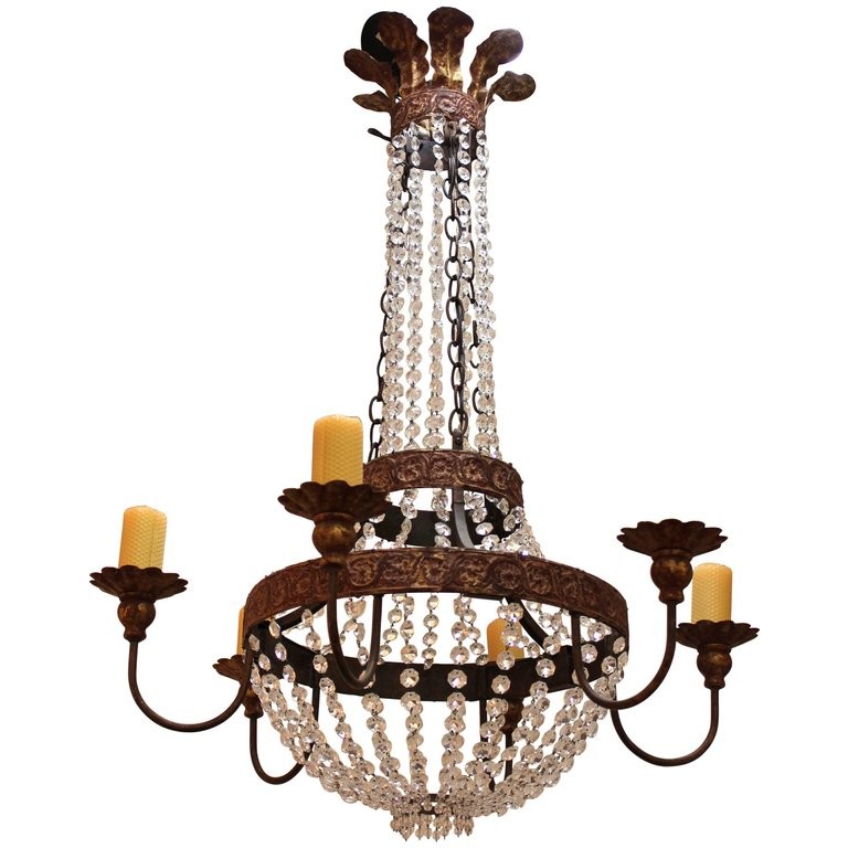 FRENCH 19TH C STYLE 6 ARM CHANDELIER 3c3d3f