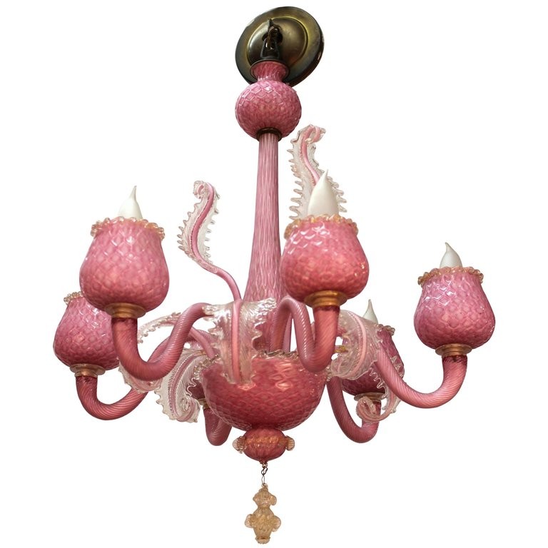 PINK MURANO GLASS CHANDELIER WITH 3c3d40
