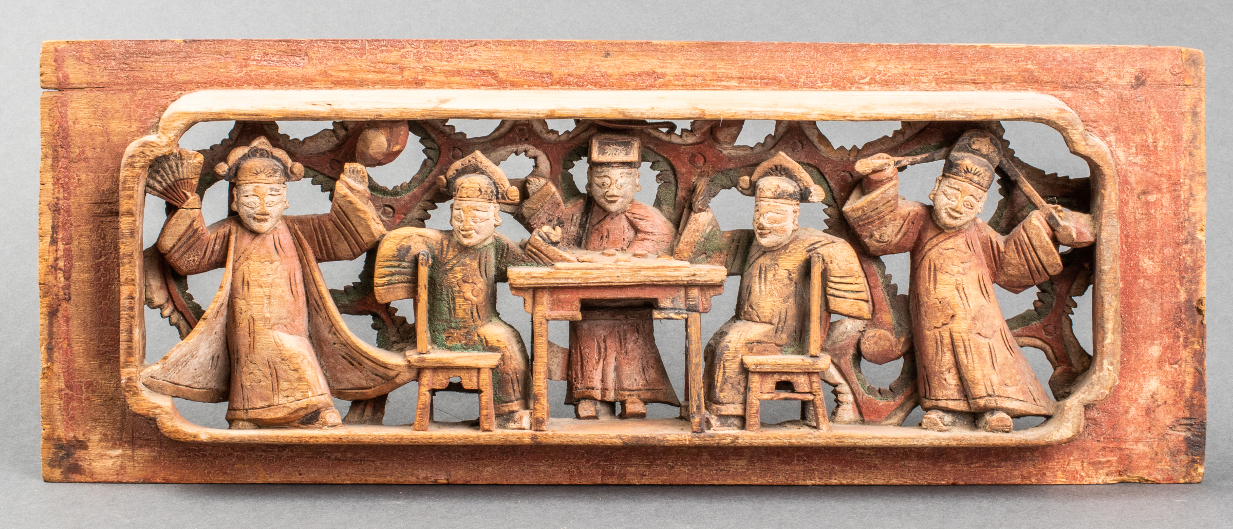 SOUTH CHINESE POLYCHROME WOOD PANEL  3c3d51