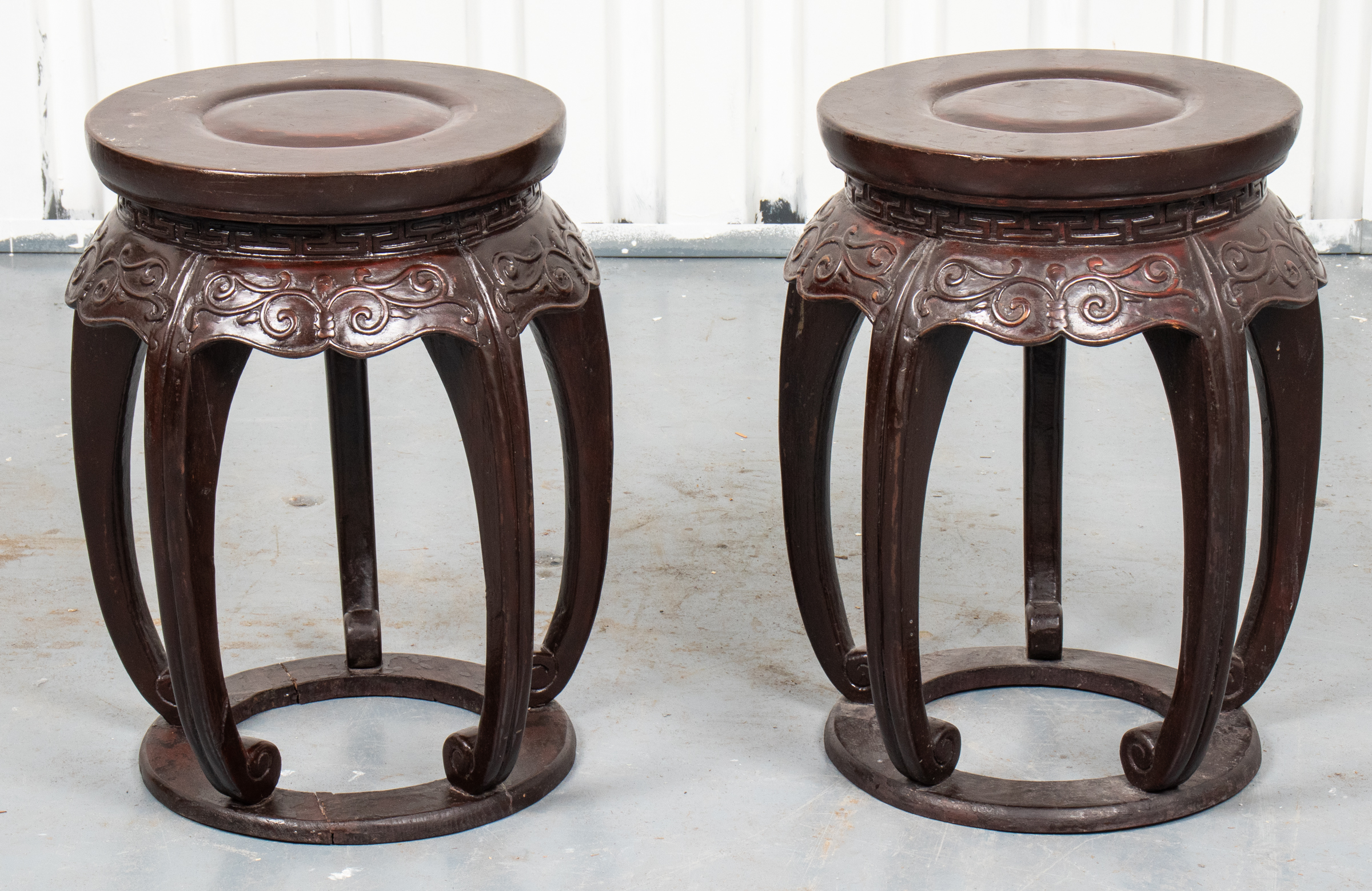 CHINESE CARVED HARDWOOD SIDE TABLES,