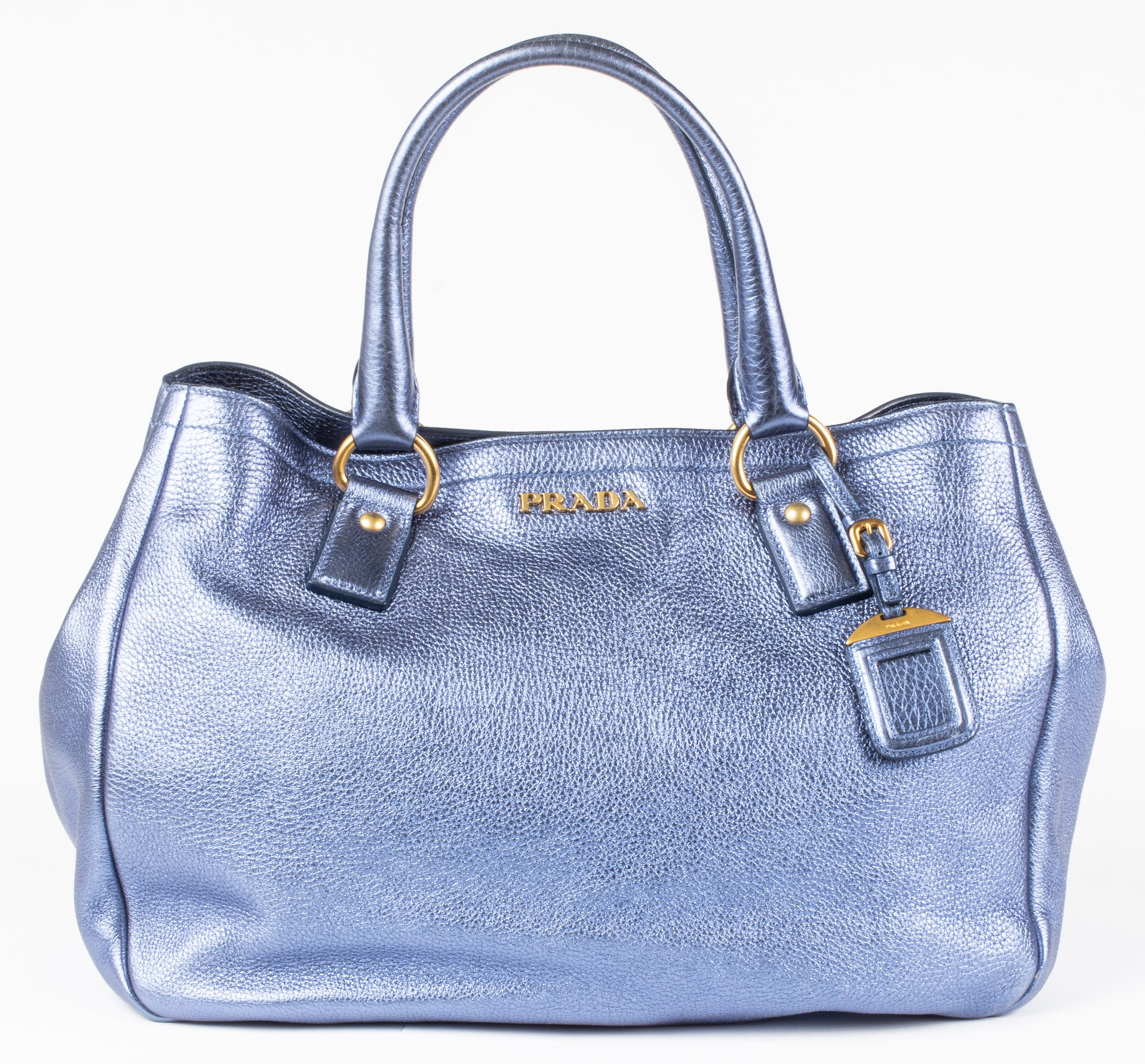 METALLIC BLUE TOTE HANDBAG with