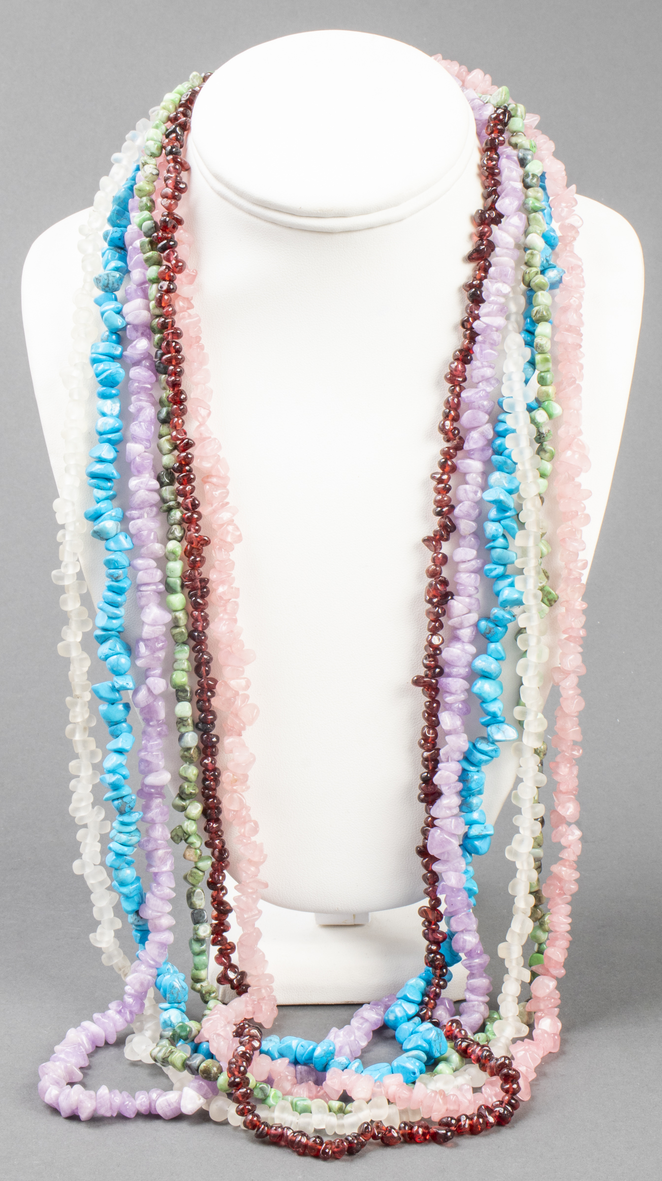 COLORFUL STRANDS CHIP STONE NECKLACES  3c3ecb