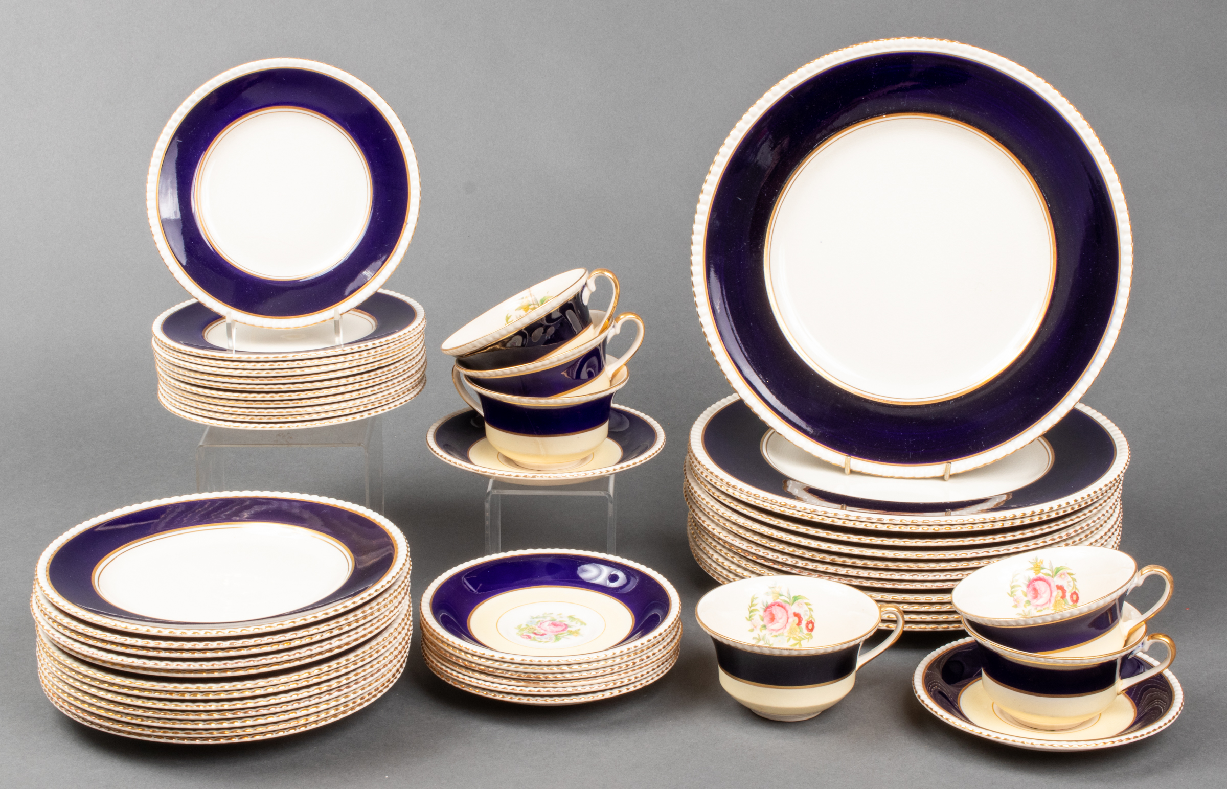 FONDEVILLE COLBALT PARTIAL DINNER SERVICE,