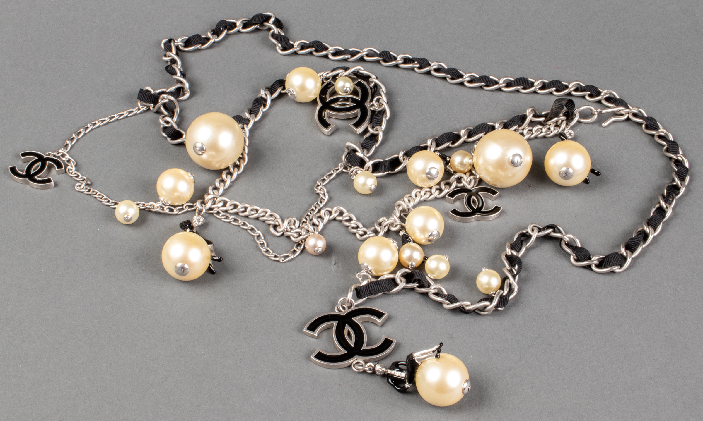 CHANEL CHAIN & FAUX PEARL ADJUSTABLE