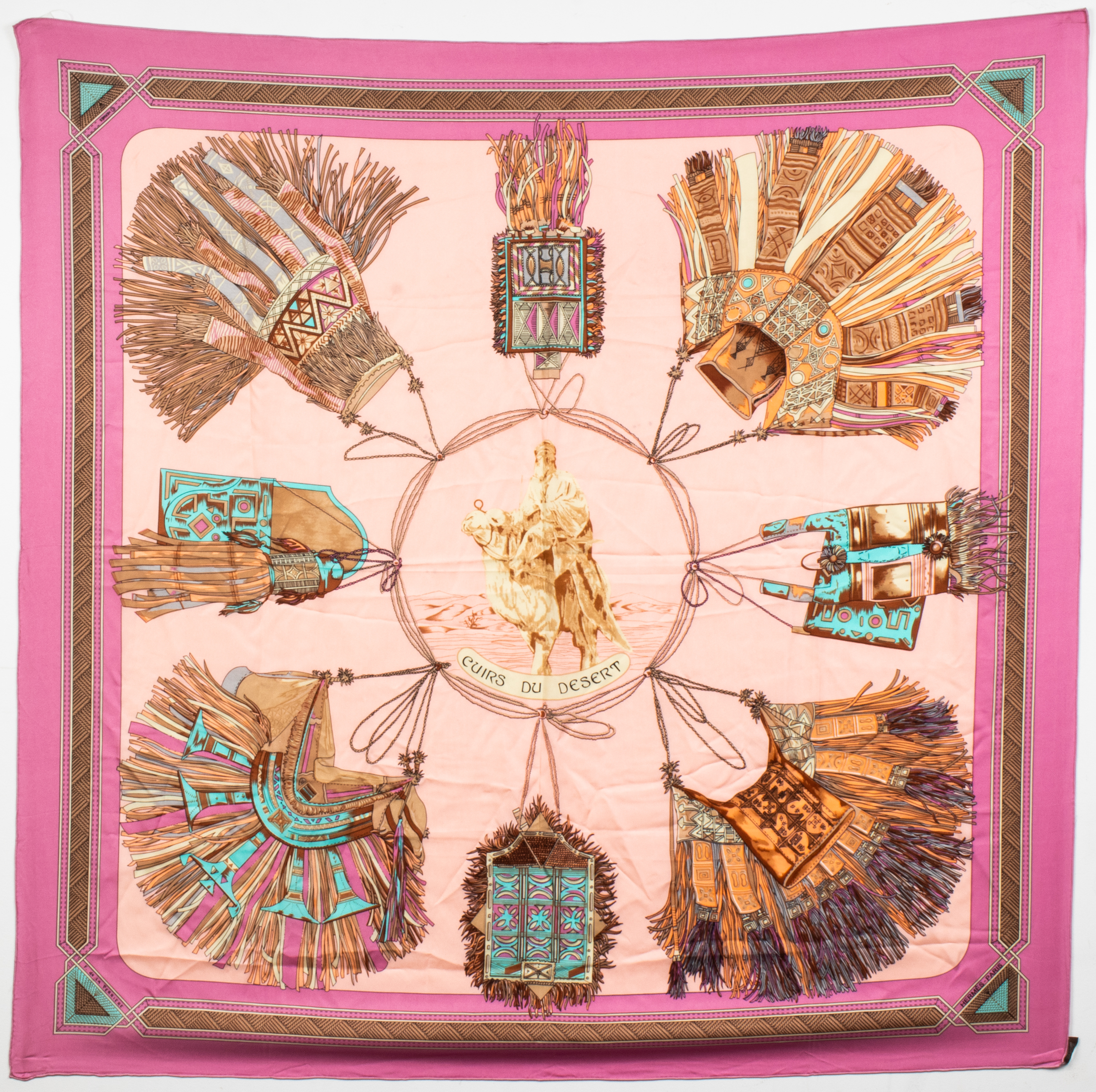 HERMES CUIRS DU DESERT SILK SCARF 3c407a