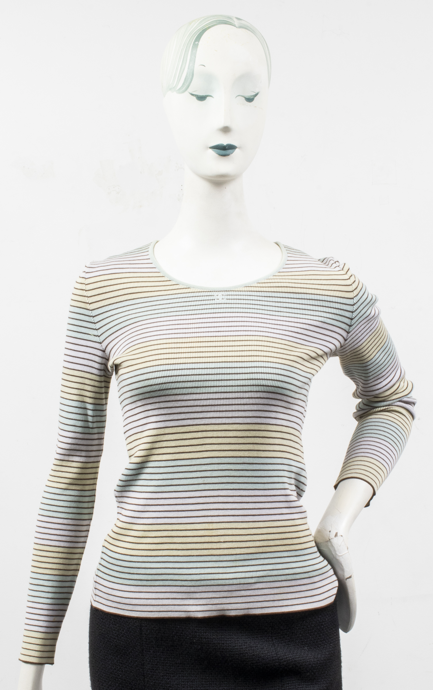 CHANEL MULTICOLOR STRIPED SWEATER