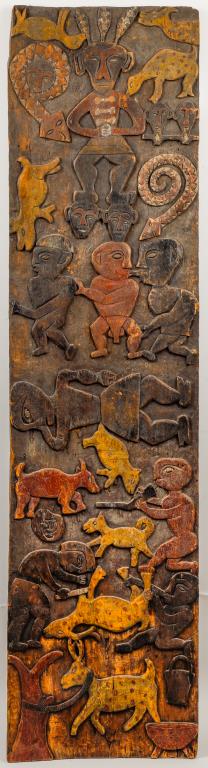 NIGERIAN CARVED WOOD LINTEL PANEL 3c4187