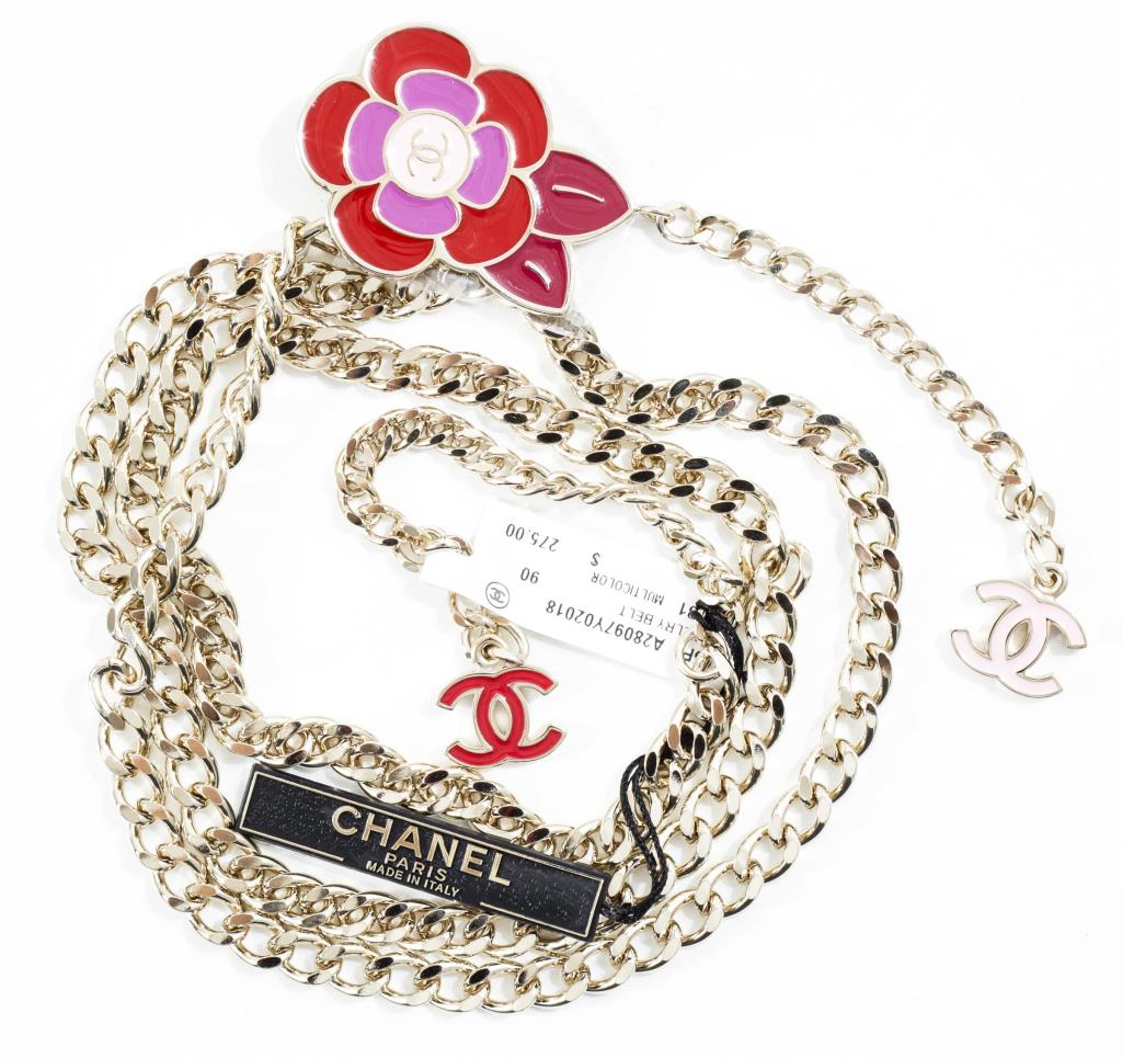 CHANEL SILVER TONE LINK BELT WITH 3c41cc