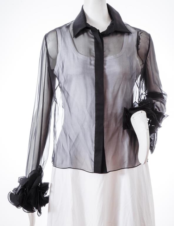 VALENTINO SHEER BLACK SILK BLOUSE 3c41d3