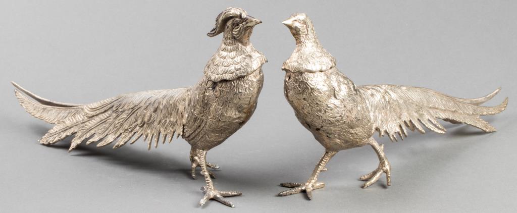 BUCCELLATI STYLE SILVER-TONE PHEASANTS,