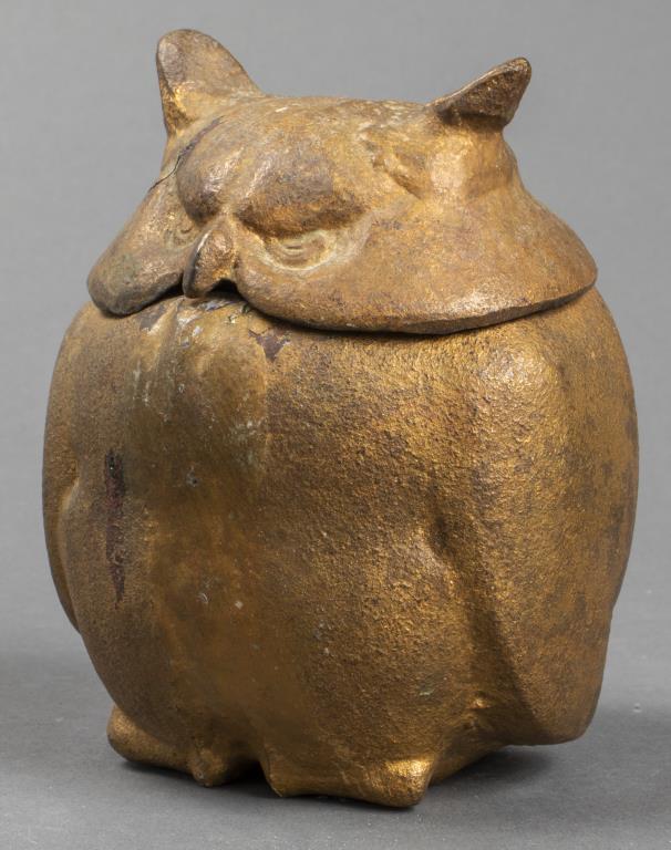 ARTS CRAFTS OWL GILT METAL 3c422d