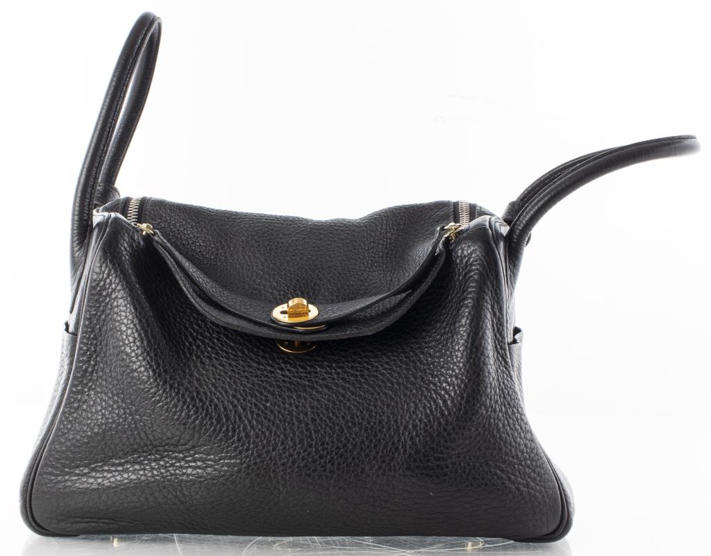 HERMES BLACK CLEMENCE LEATHER LINDY 3c423b