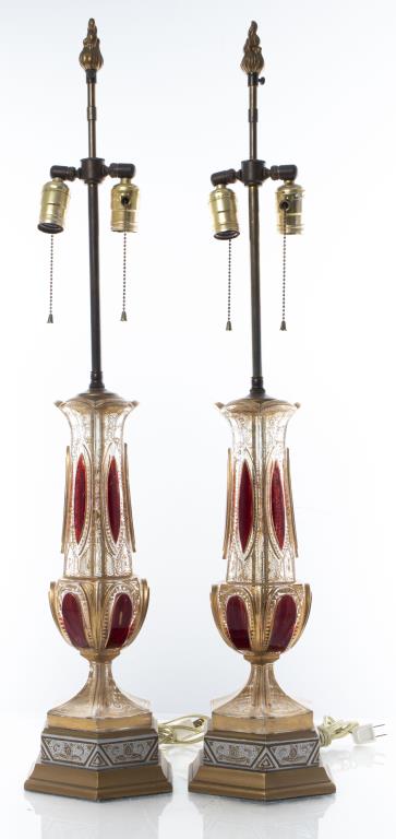 BOHEMIAN CZECH CRYSTAL TABLE LAMPS  3c425d