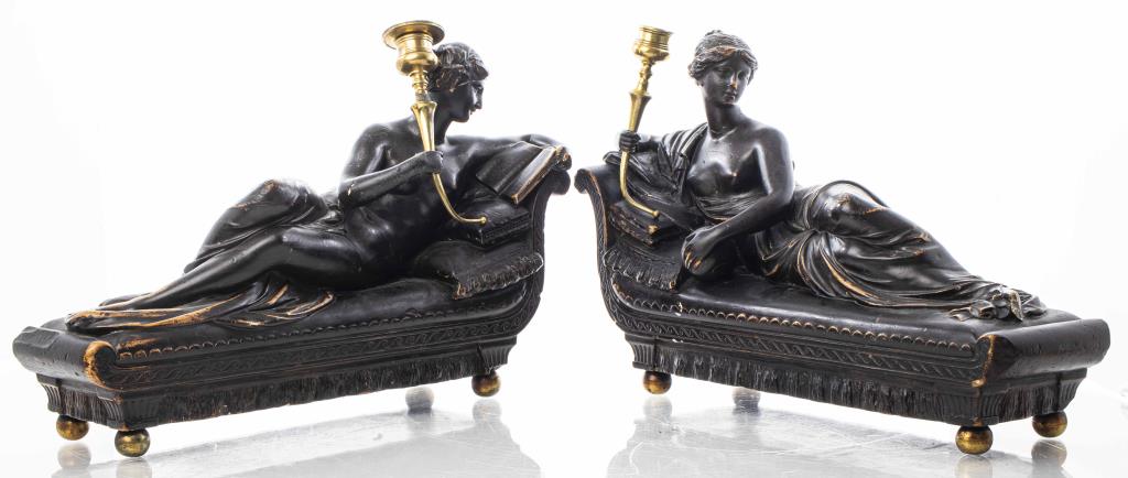 NEOCLASSICAL STYLE FIGURAL CANDLESTICKS,