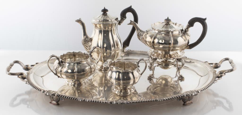 ENGLISH GEORGIAN SILVER TEA SERVICE,