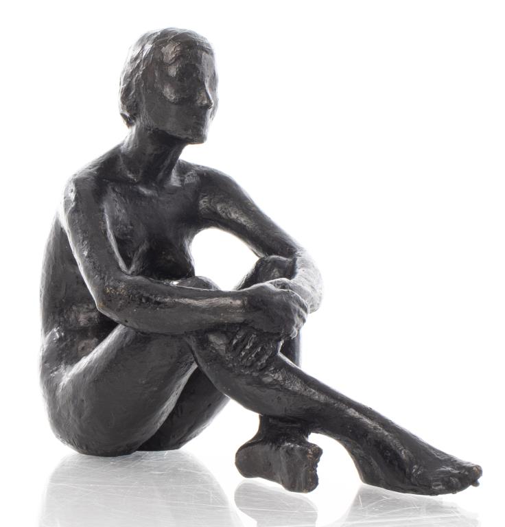 LOUIS DERBRE SEATED WOMAN BRONZE 3c4281