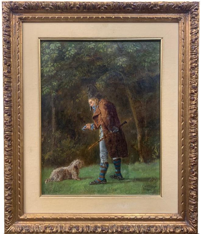 R DE L AIGLE NOBLEMAN WITH HOUND  3c42a6