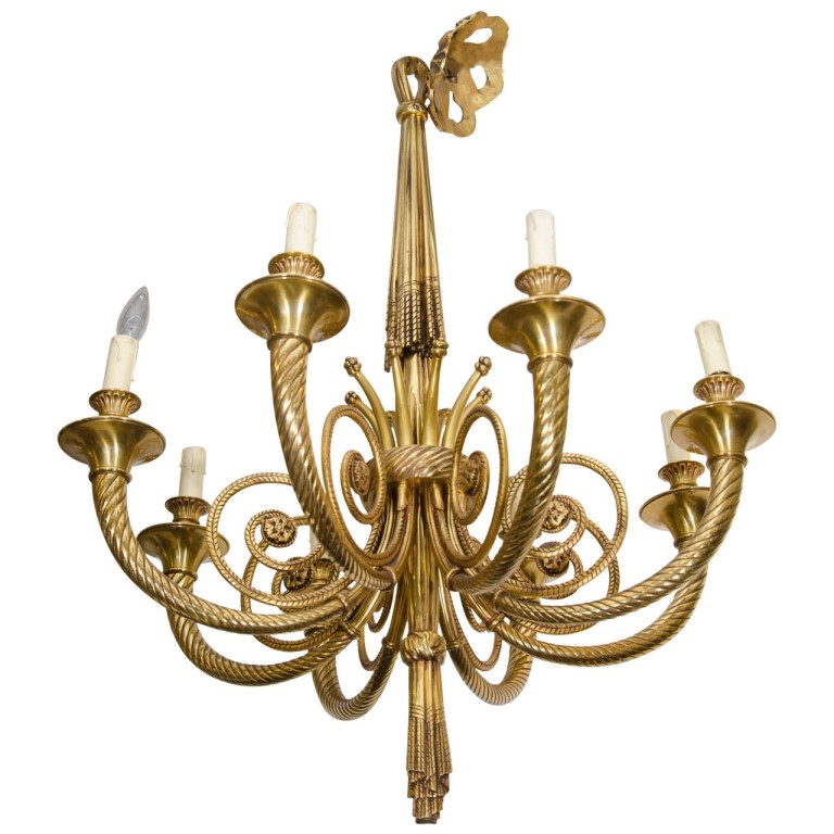 NEOCLASSICAL MANNER BRONZE CHANDELIER 3c42f3