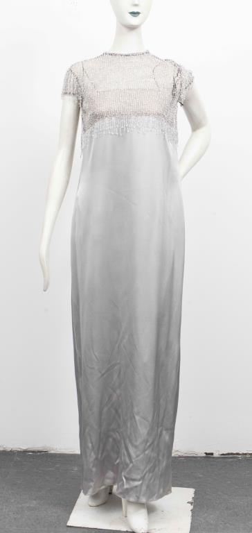 JACKIE ROGERS GREY BEADED SILK