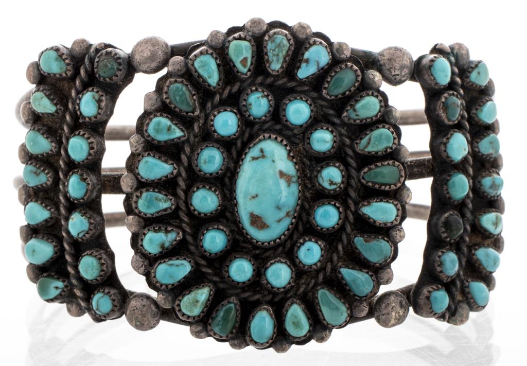 ZUNI SILVER TURQUOISE CUFF BANGLE 3c431d