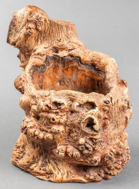 CHINESE BURL-WOOD BRUSH POT Chinese