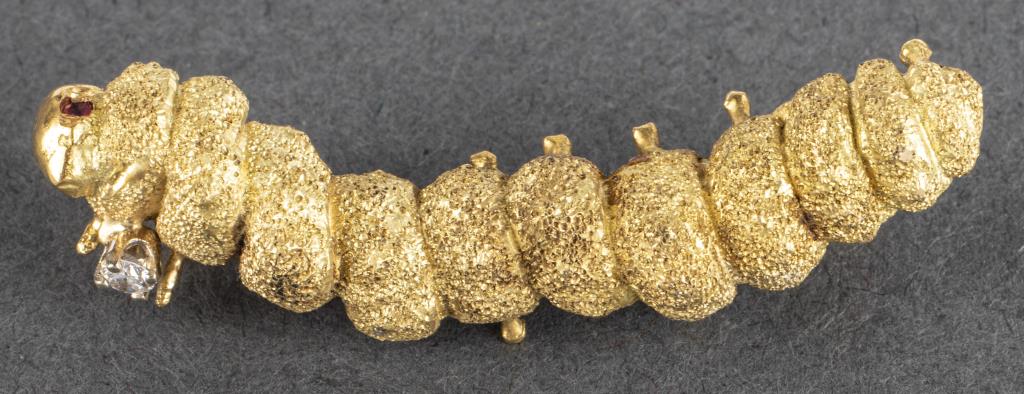 18K YELLOW GOLD DIAMOND CATERPILLAR 3c434e