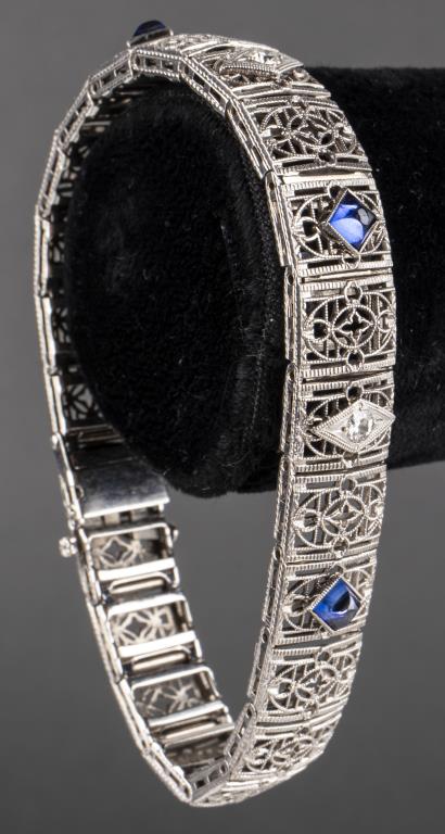 ART DECO 14K GOLD DIAMONDS SAPPHIRES 3c437c