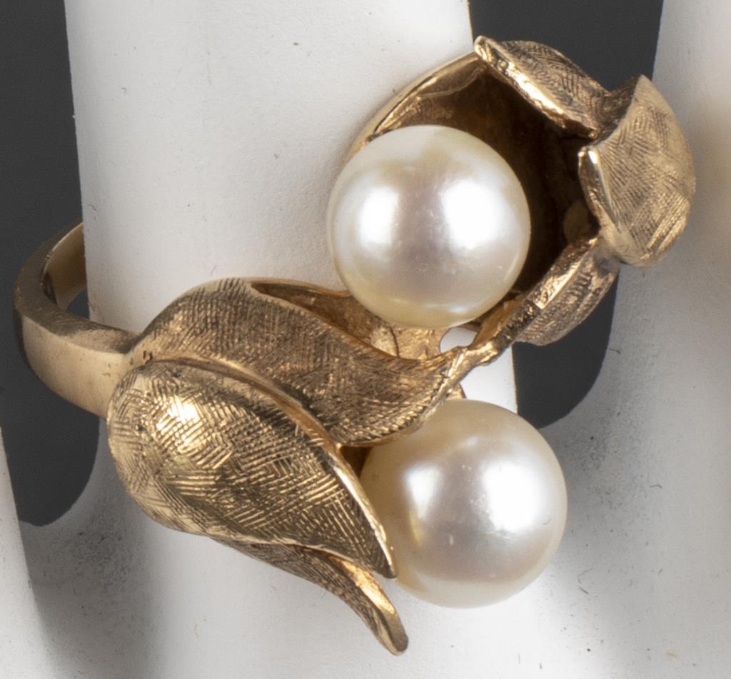 VINTAGE 14K YELLOW GOLD DUAL PEARL