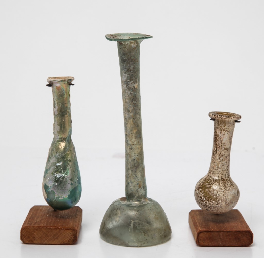 ANCIENT ROMAN GLASS VASES, GROUP