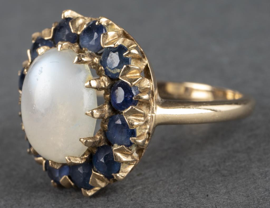 ANTIQUE 10K YELLOW GOLD MOONSTONE &