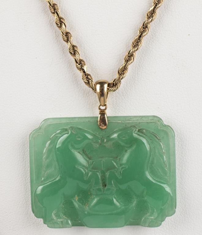 ASIAN 14K YELLOW GOLD AND JADE 3c43a9