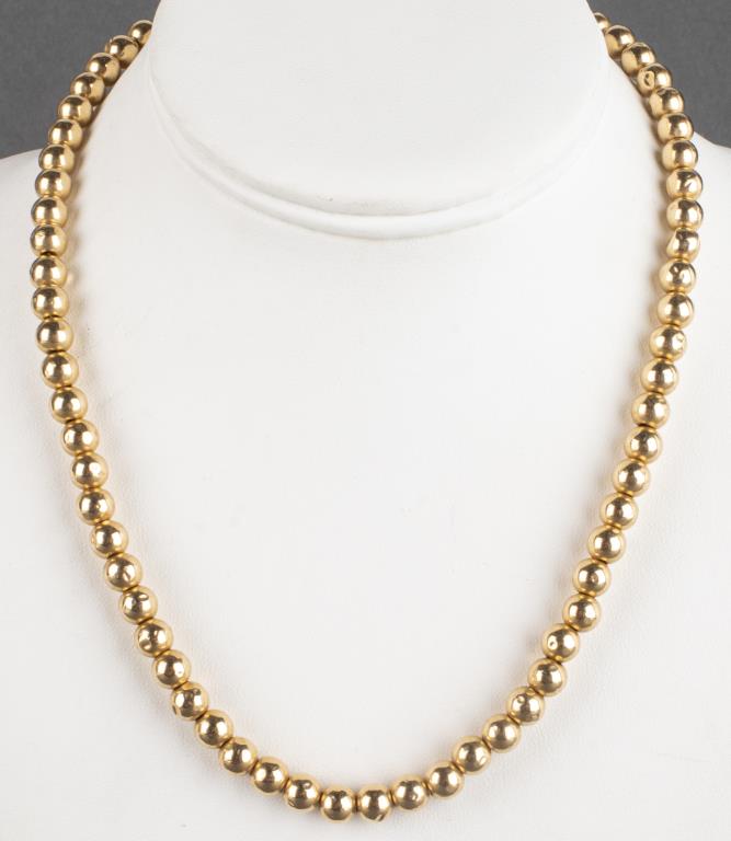14K YELLOW GOLD BALL BEAD NECKLACE