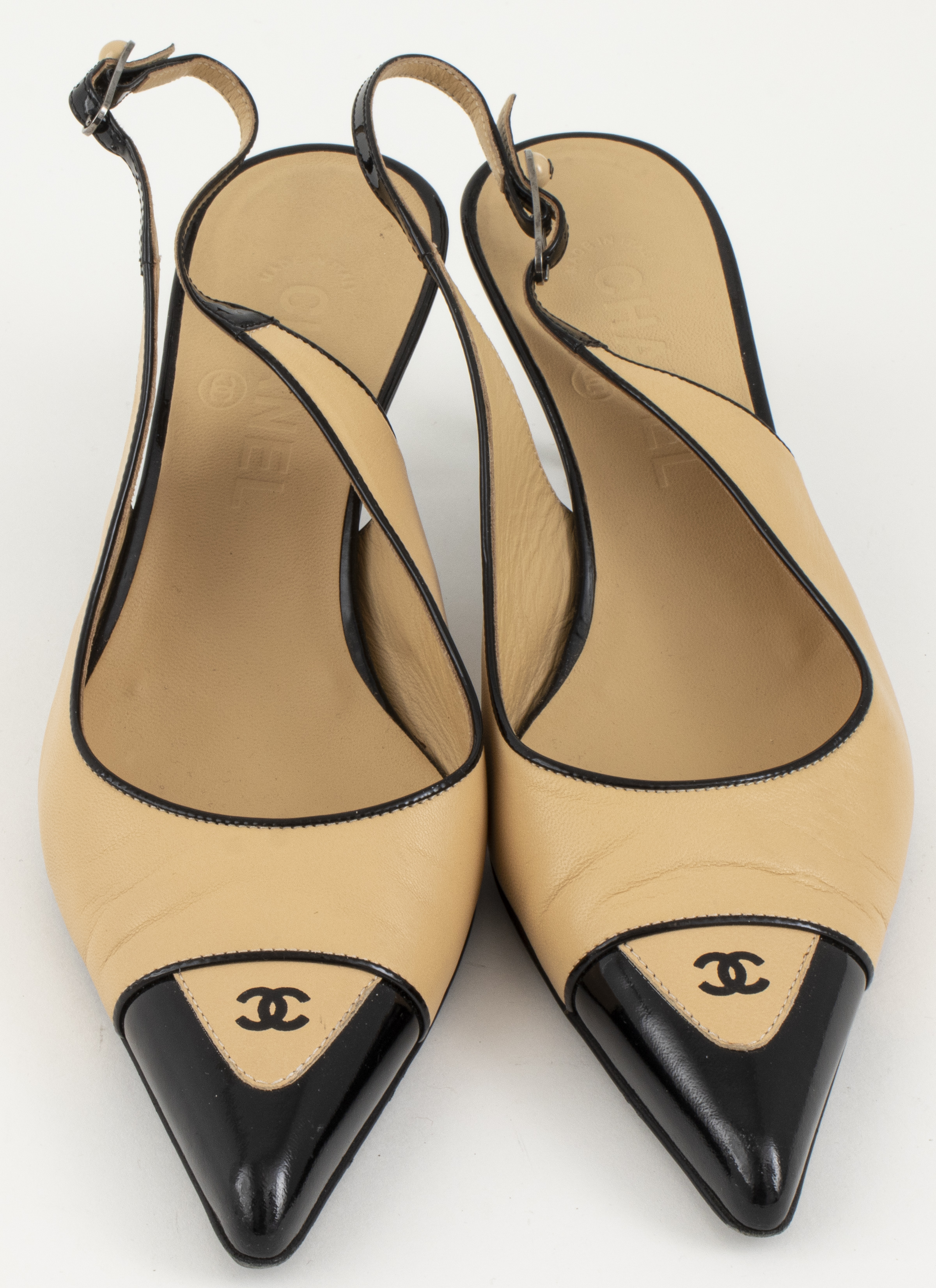 CHANEL TAN AND BLACK PATENT LEATHER 3c444c