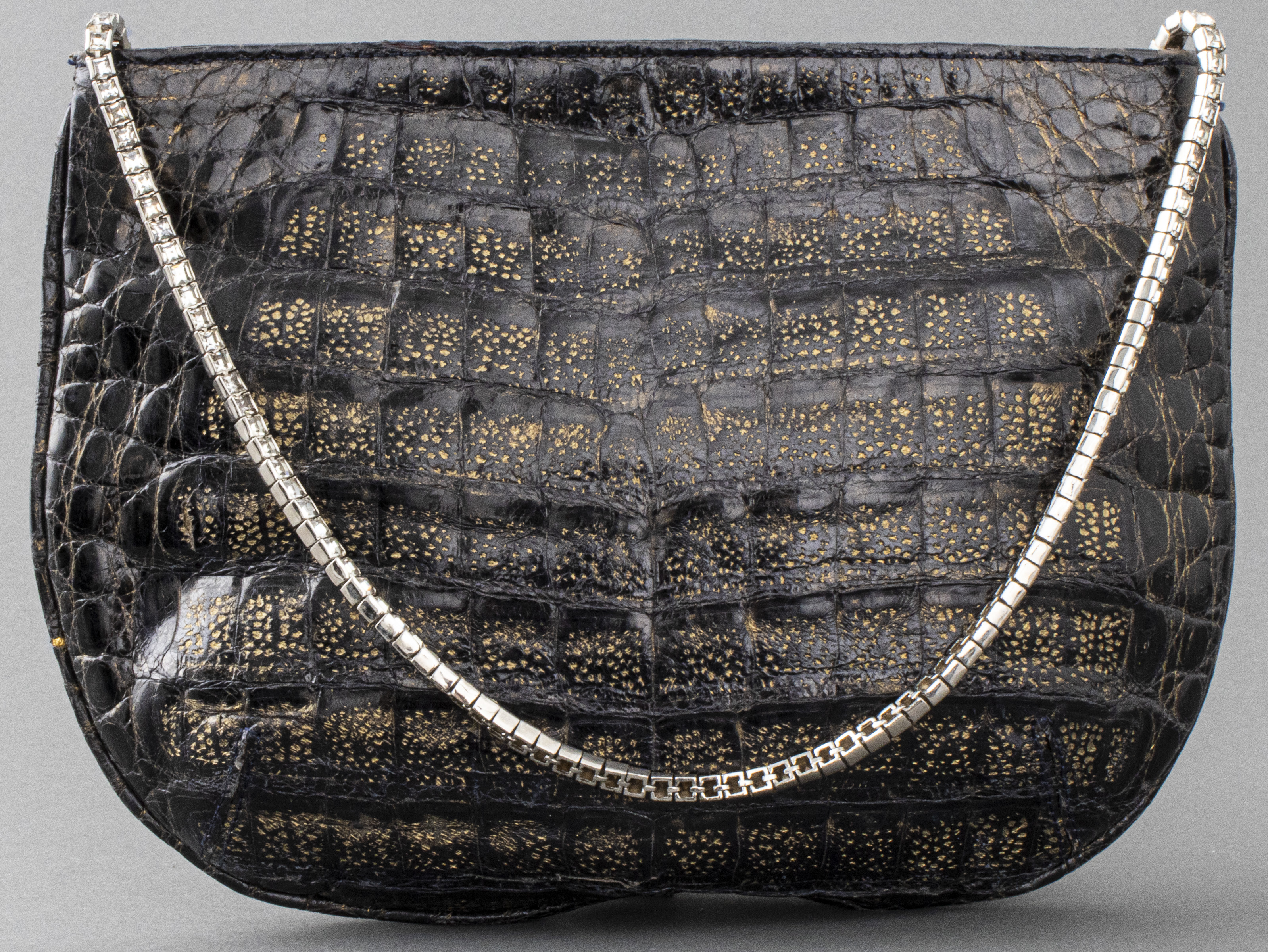 FENDI BLACK AND GOLD-TONE ALLIGATOR