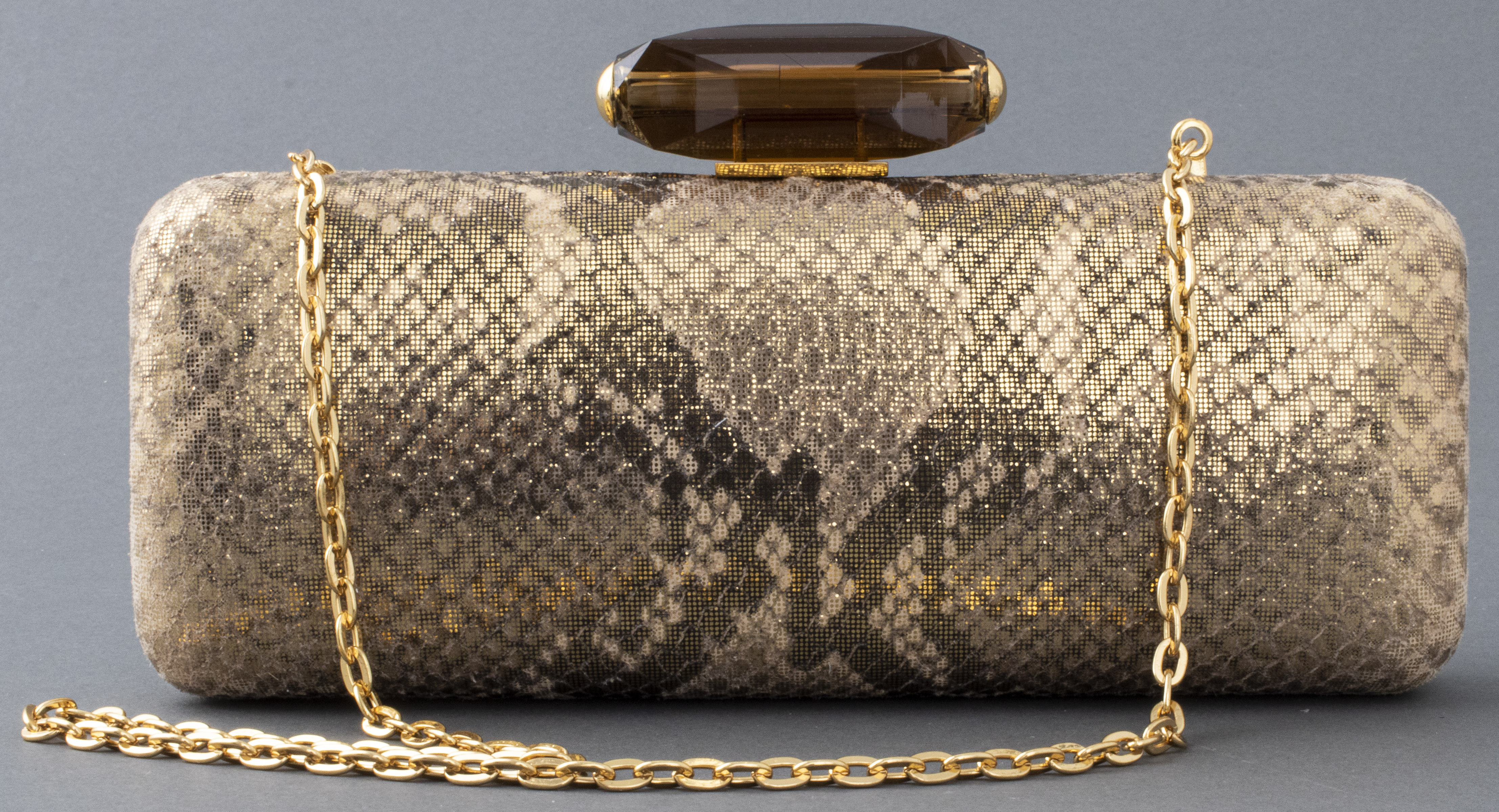 JUDITH LEIBER GOLD TONE PYTHON PRINT 3c4503