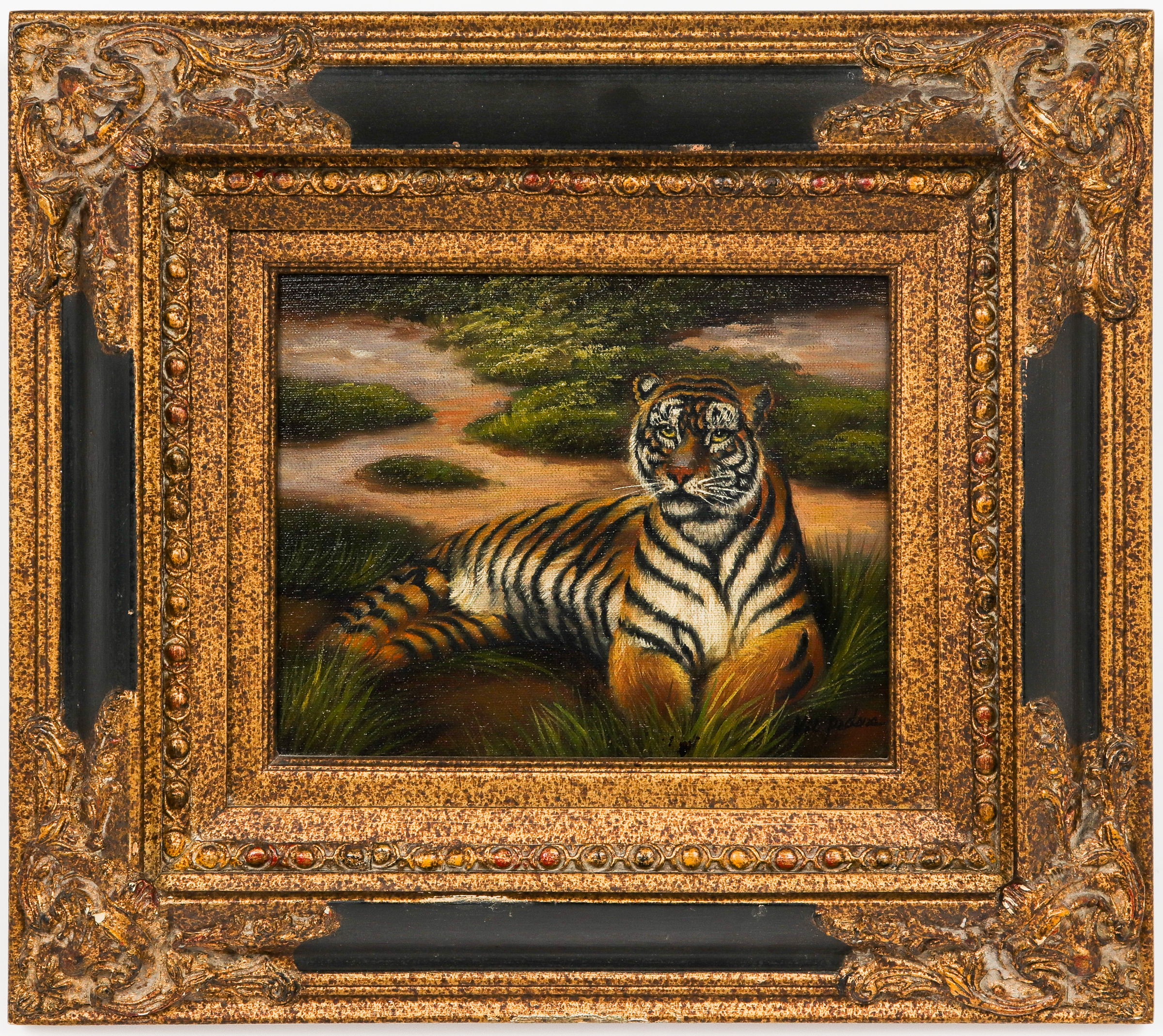 ILLEGIBLY SIGNED TIGER OIL ON 3c4511