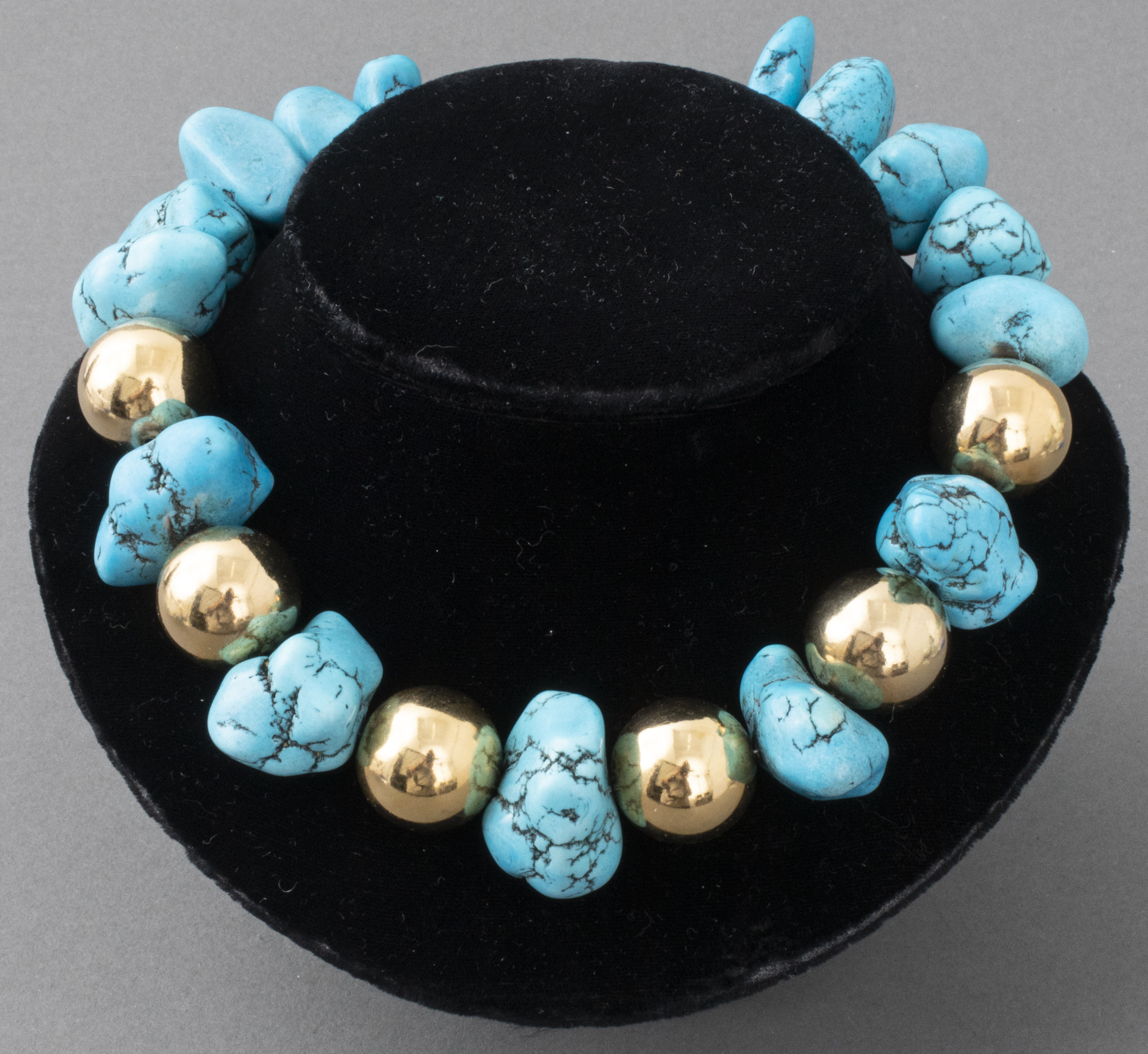 CHUNKY TURQUOISE GOLD FILL NECKLACE 3c451f