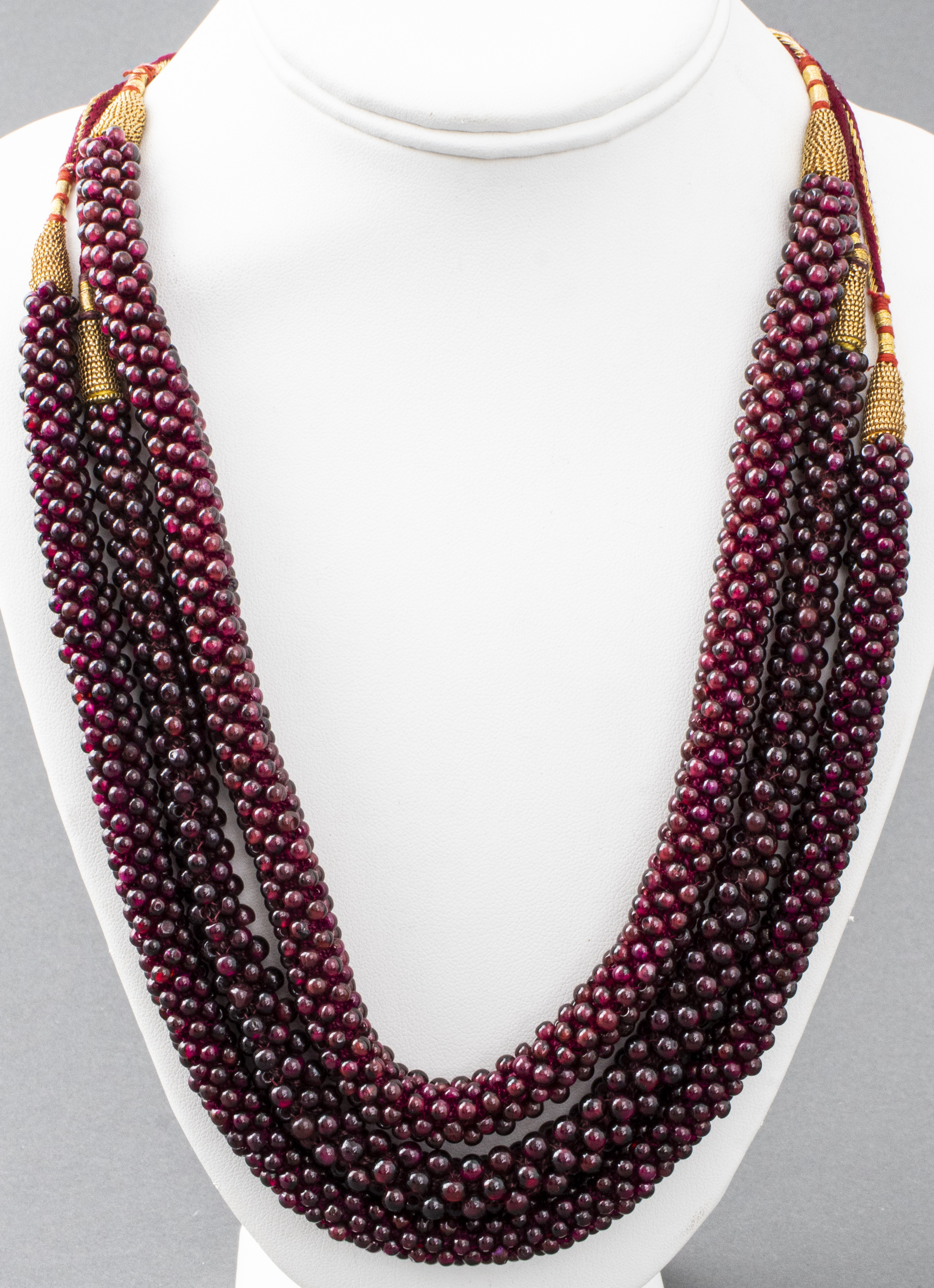 INDIAN WOVEN GARNET NECKLACES  3c4524