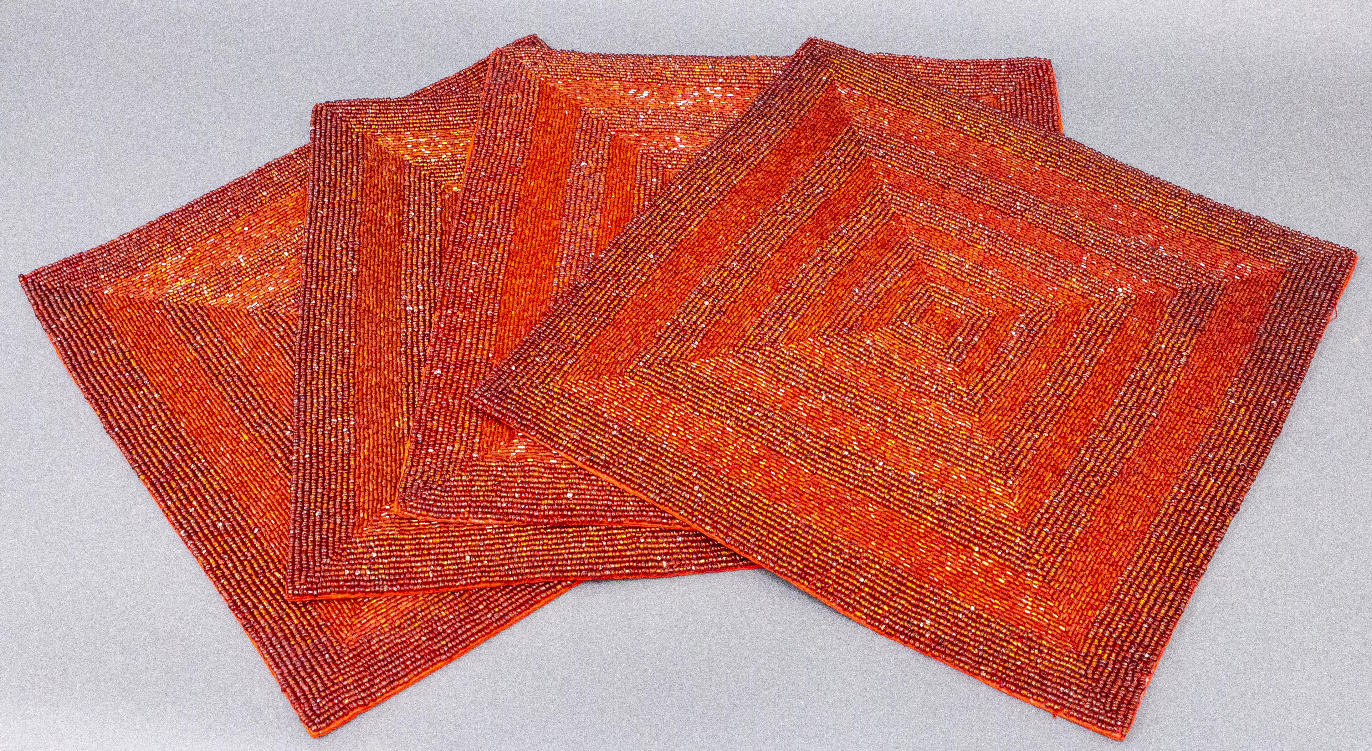 RUBY BEADED GLASS AND COTTON PLACEMATS,