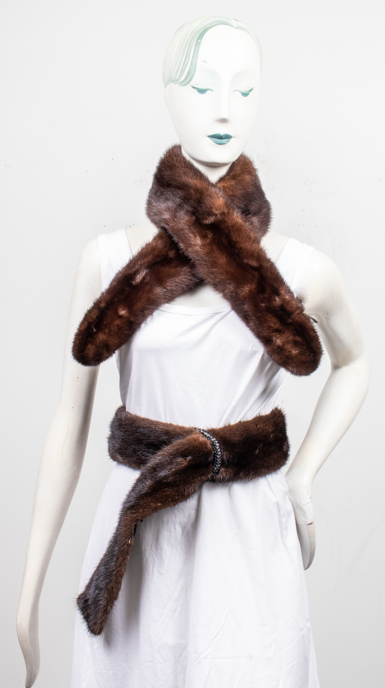 MINK FUR BELT AND COLLAR, 2 PCS.