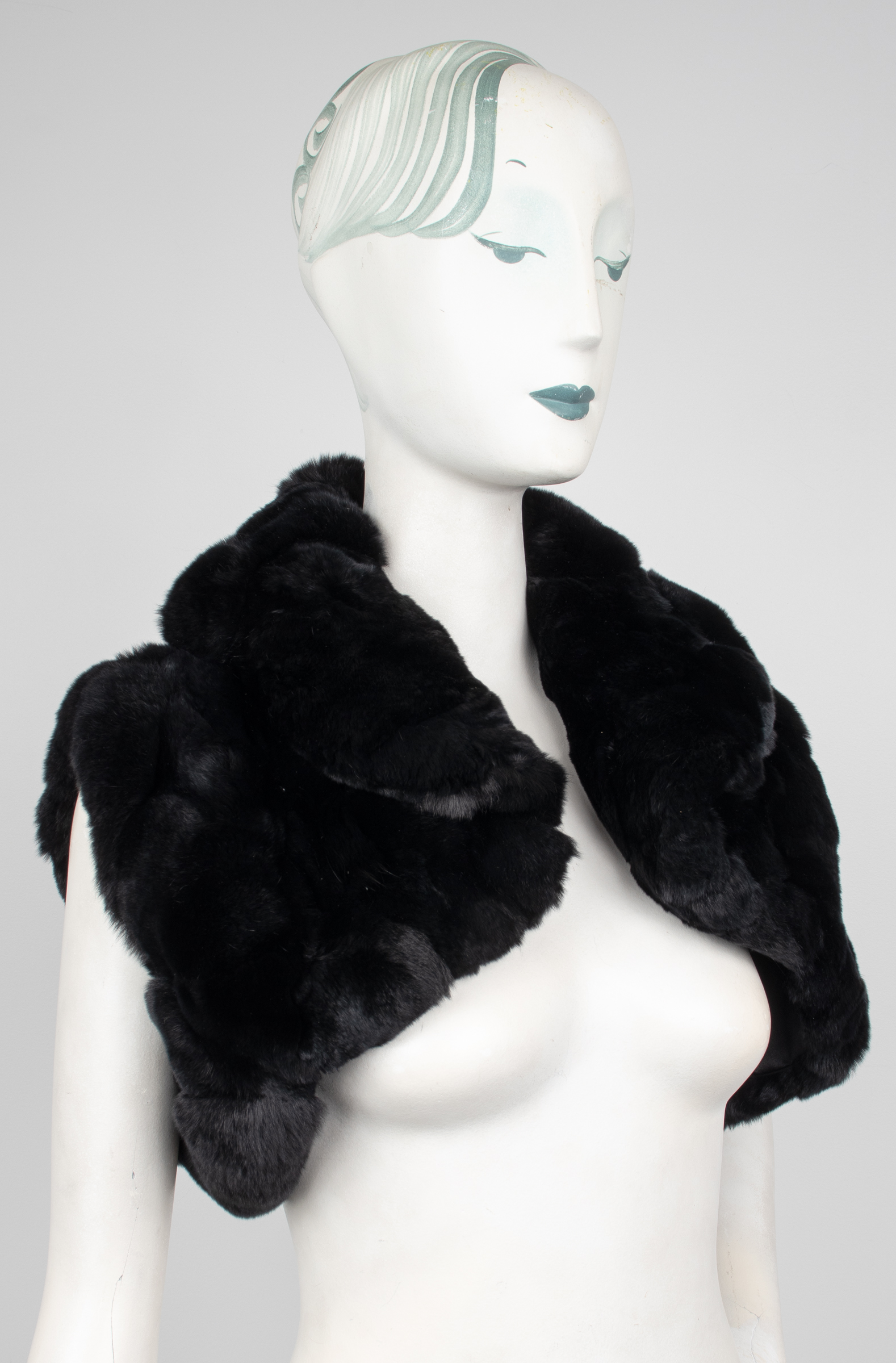 BLACK RABBIT FUR BOLERO VEST SPI