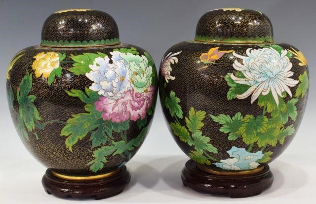  2 CHINESE FLORAL CLOISONNE ENAMEL 3c1ec7