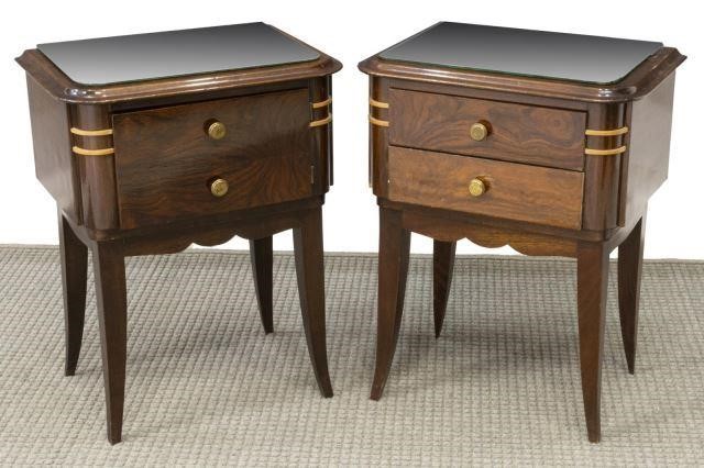  2 FRENCH ART DECO ROSEWOOD NIGHTSTANDS lot 3c1f2a