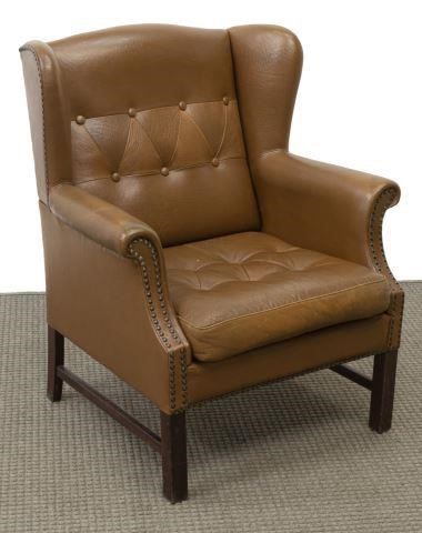 VINTAGE BUTTON-TUFTED LEATHER WINGBACK