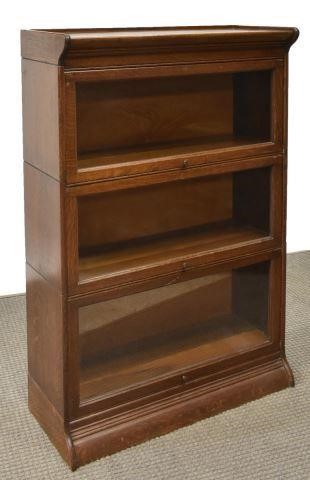 AMERICAN OAK THREE-STACK LAWYERS BOOKCASE