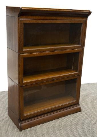 AMERICAN OAK THREE-STACK LAWYERS BOOKCASE