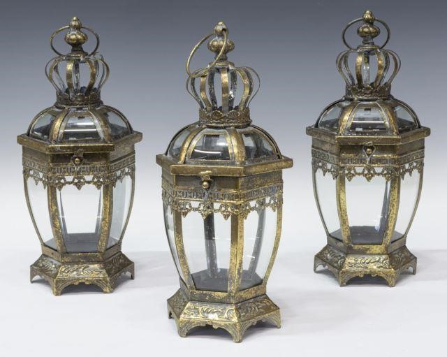 (3) PIERCED GILT METAL HEXAGONAL